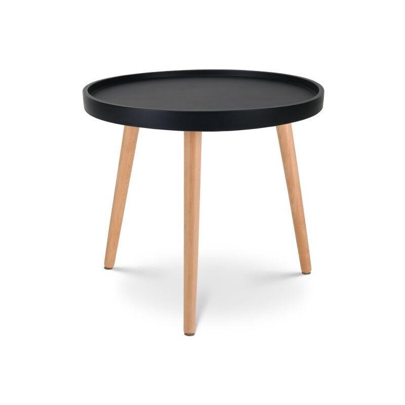 Siyah MDF Masif Ahşap Kenar Bordürlü İskandinav Yan Sehpa-50x50x45 cm - 112546