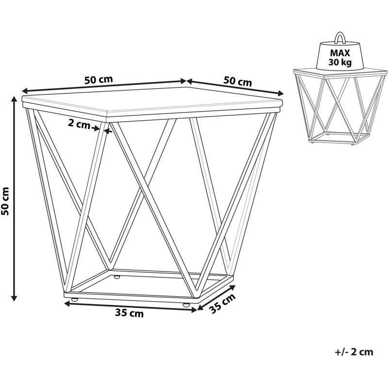 Siyah MDF Mermer Efektli Kare Mermer Yan Sehpa-50x50x50 cm - 110433