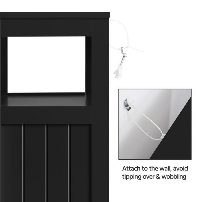 Siyah MDF Metal Çekmeceli Raf Ayarlı Bohem Yan Sehpa-56x30x87 cm - 111041