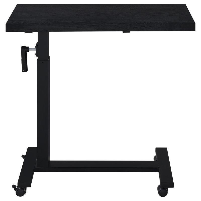 Siyah MDF Yükseklik Ayarlı Tekerlekli C Ayaklı Laptop Sehpası-71x40 cm - 113274