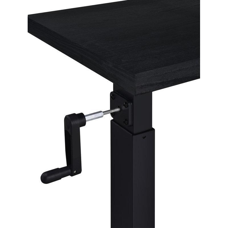Siyah MDF Yükseklik Ayarlı Tekerlekli C Ayaklı Laptop Sehpası-71x40 cm - 113274