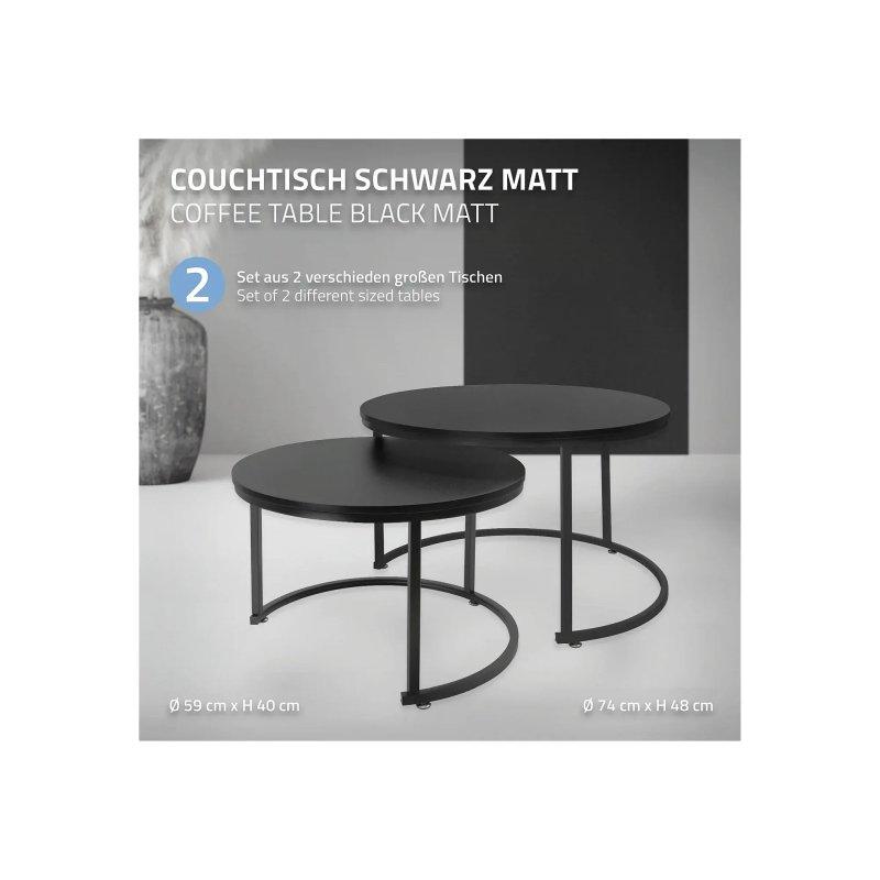 Siyah MDF Zigon Sehpa Seti 74 cm ve 59 cm - 106423