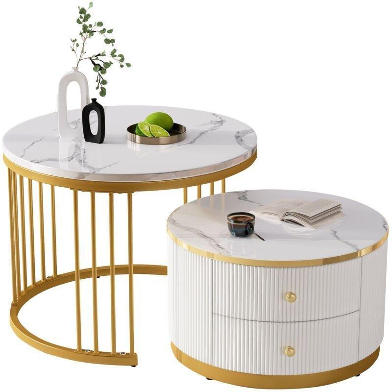 Siyah Mermer Desenli 2li Zigon Sehpa 60 cm - 107492