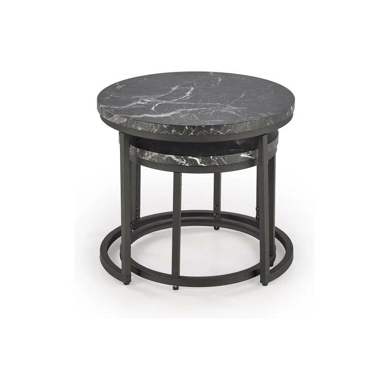 Siyah Mermer Desenli Yuvarlak 2'li Zigon Sehpa 43-53 cm - 106321