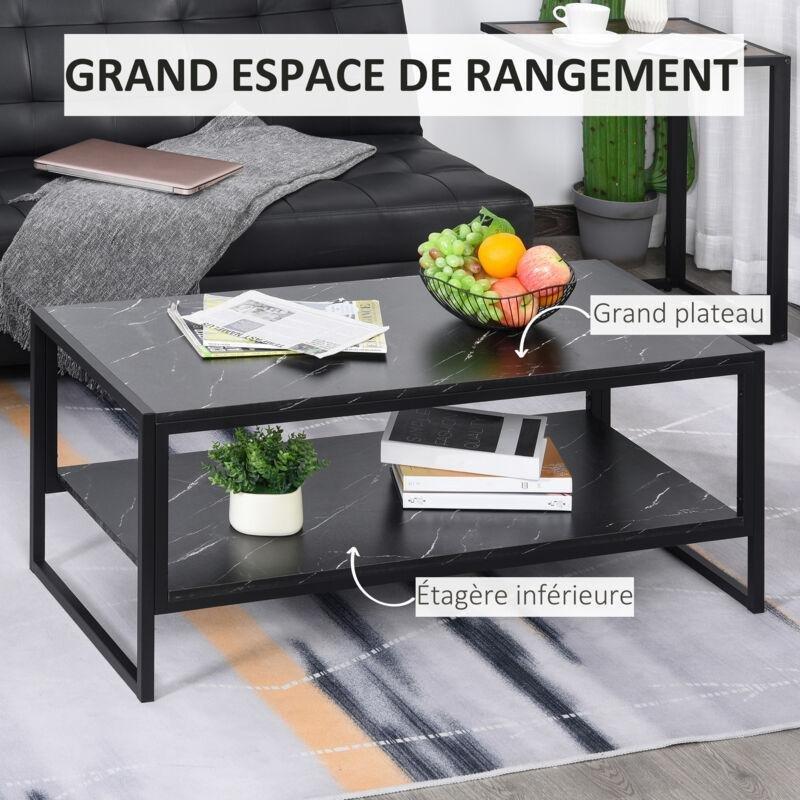 Siyah Mermer Görünümlü Metal Ayaklı Orta Sehpa 106x50x45 cm - 103335