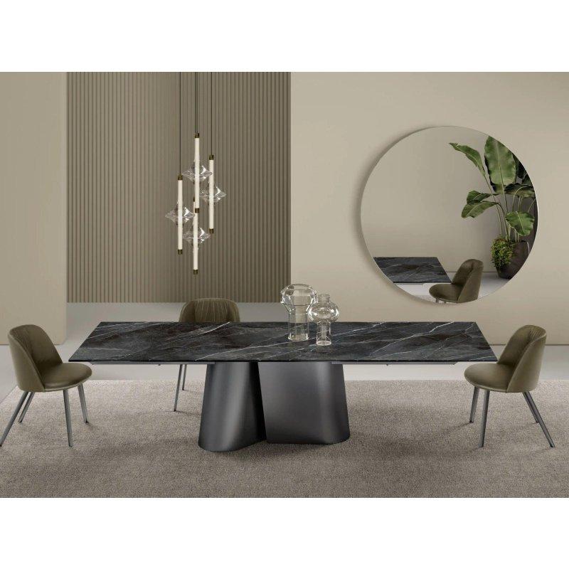 Siyah Mermer Görünümlü Uzatılabilir Yemek Masası 250x106 cm - 91846