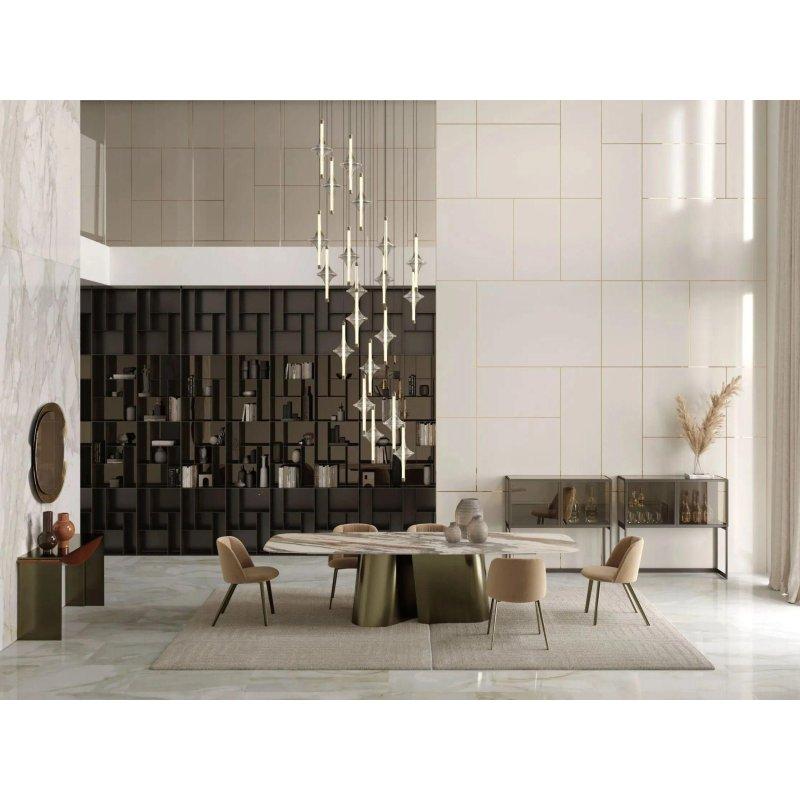 Siyah Mermer Görünümlü Uzatılabilir Yemek Masası 250x106 cm - 91846