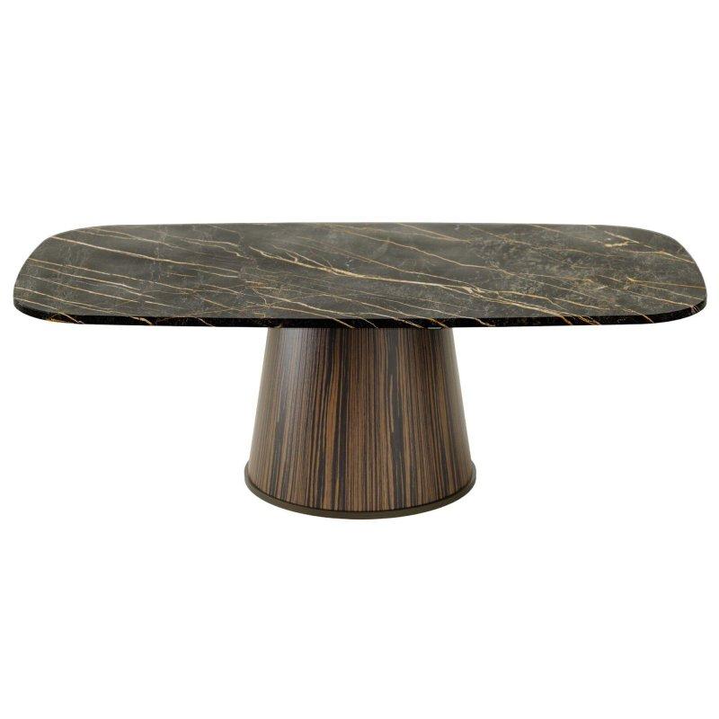 Siyah Mermer Masa 200 cm Ahşap Ayaklı Yükseklik Ayarlı - 91999