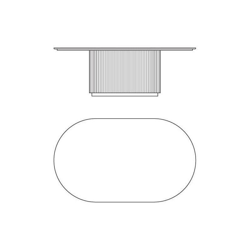 Siyah Mermer Masa 220x130 cm Dişbudak Ayaklı Oval Yemek Masası - 91726