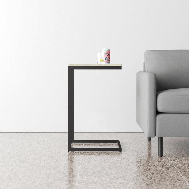 Siyah Mermer Tablalı C Tipi Metal Zigon Sehpa 66x41x41 cm - 108538