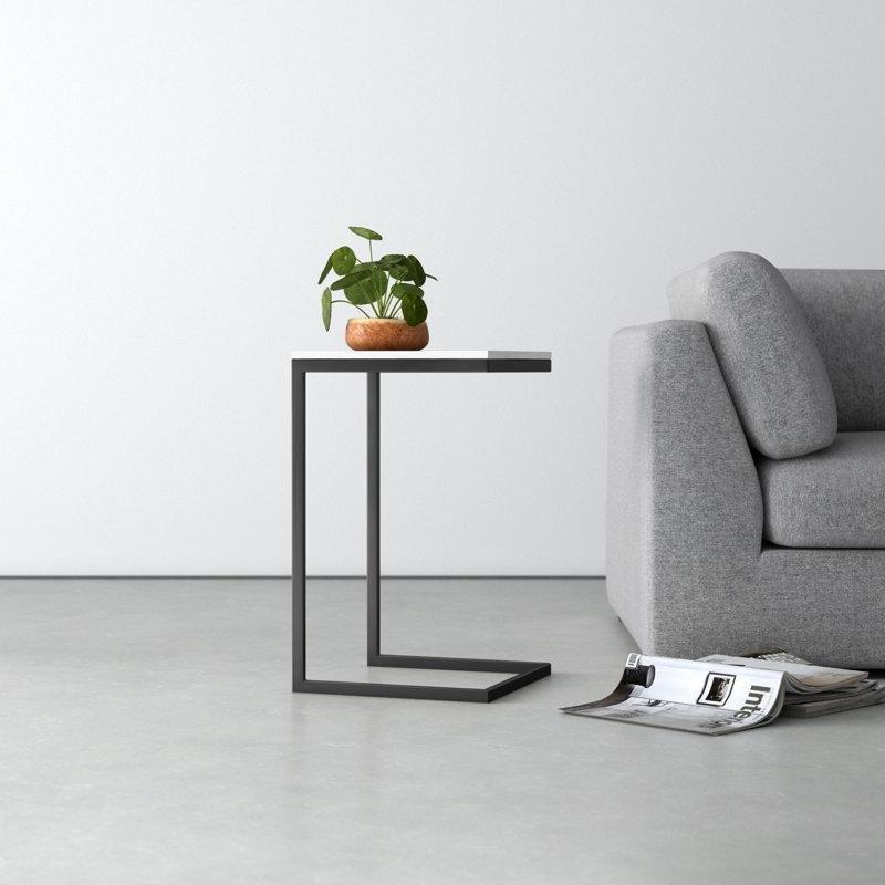 Siyah Mermer Tablalı C Tipi Metal Zigon Sehpa 66x41x41 cm - 108538