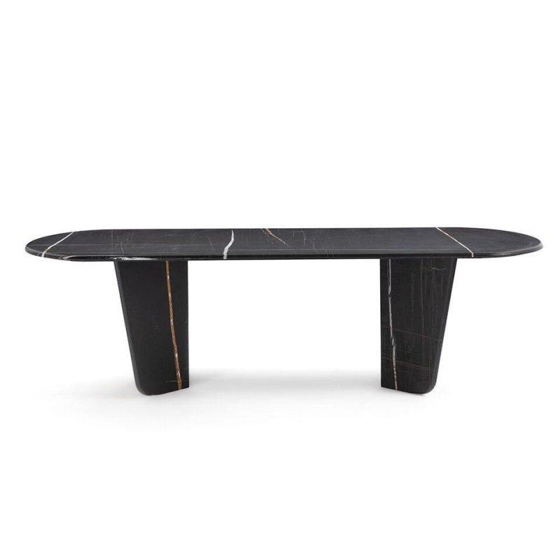 Siyah Mermer Yemek Masası 240 cm Metal Detaylı - 91636 Siyah Mermer Yemek Masası 240 cm Metal Detaylı - 91636