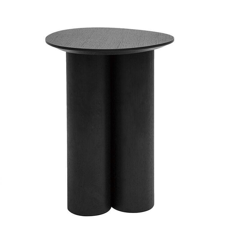 Siyah Meşe Kaplama MDF Organik Form Traverten Yan Sehpa-44x36x49 cm - 111878