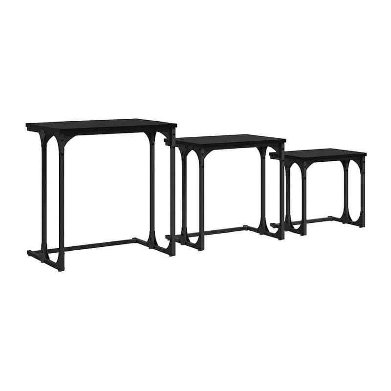 Siyah Meşe Üçlü Zigon Sehpa 50 x 35 x 53 cm - 106198