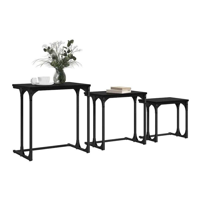 Siyah Meşe Üçlü Zigon Sehpa 50 x 35 x 53 cm - 106198