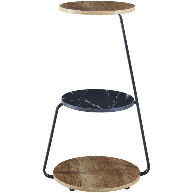 Siyah Metal 3 Katlı Raflı Mantar Yan Sehpa-74x46x37 cm - 112751