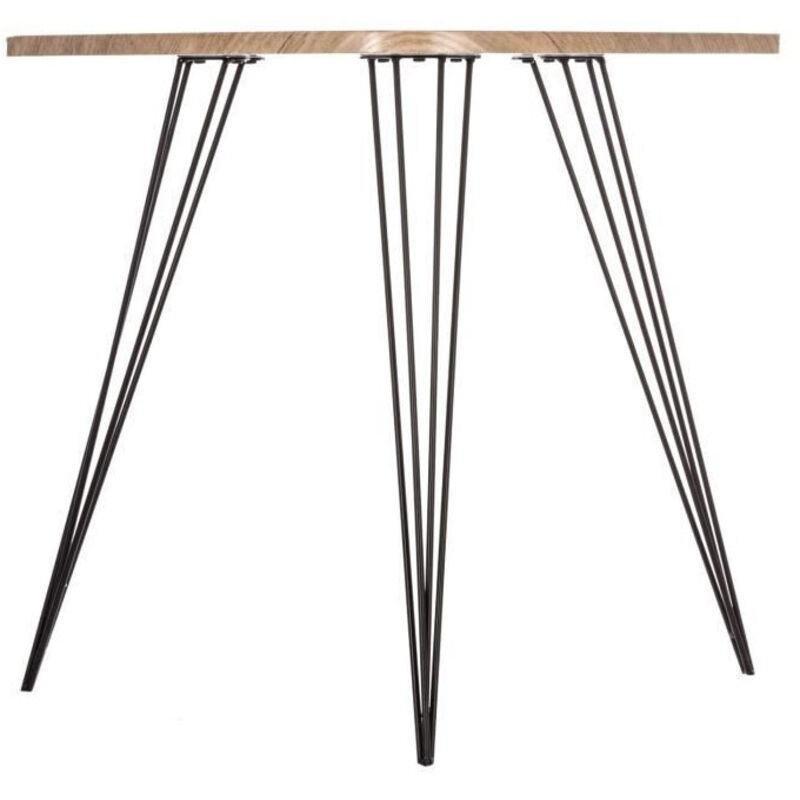 Siyah Metal Ahşap Desenli İskandinav Yan Sehpa-69x54x60 cm - 112482