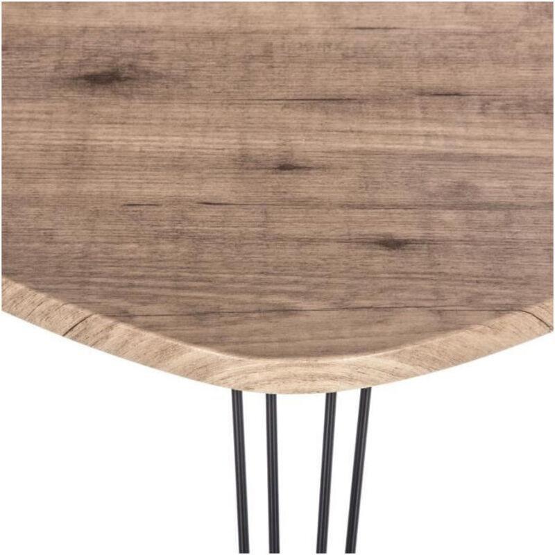 Siyah Metal Ahşap Desenli İskandinav Yan Sehpa-69x54x60 cm - 112482