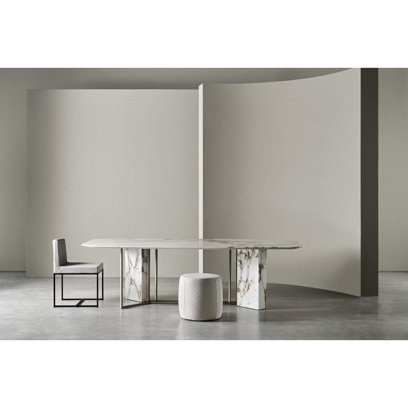 Siyah Metal Ayaklı Calacatta Mermer Masa 280x110 cm - 92194