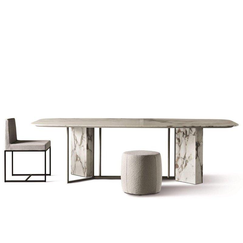 Siyah Metal Ayaklı Calacatta Mermer Masa 280x110 cm - 92194