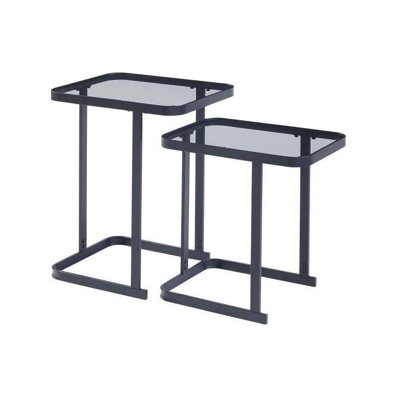 Siyah Metal Ayaklı Cam Zigon Sehpa 41x51x32 cm - 106537