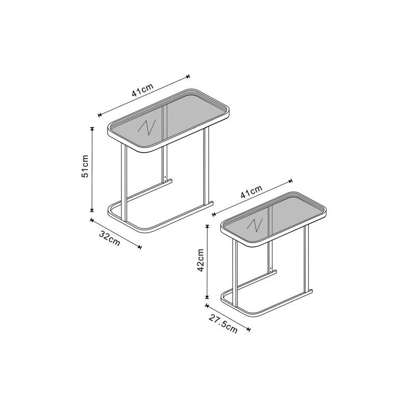 Siyah Metal Ayaklı Cam Zigon Sehpa 41x51x32 cm - 106537