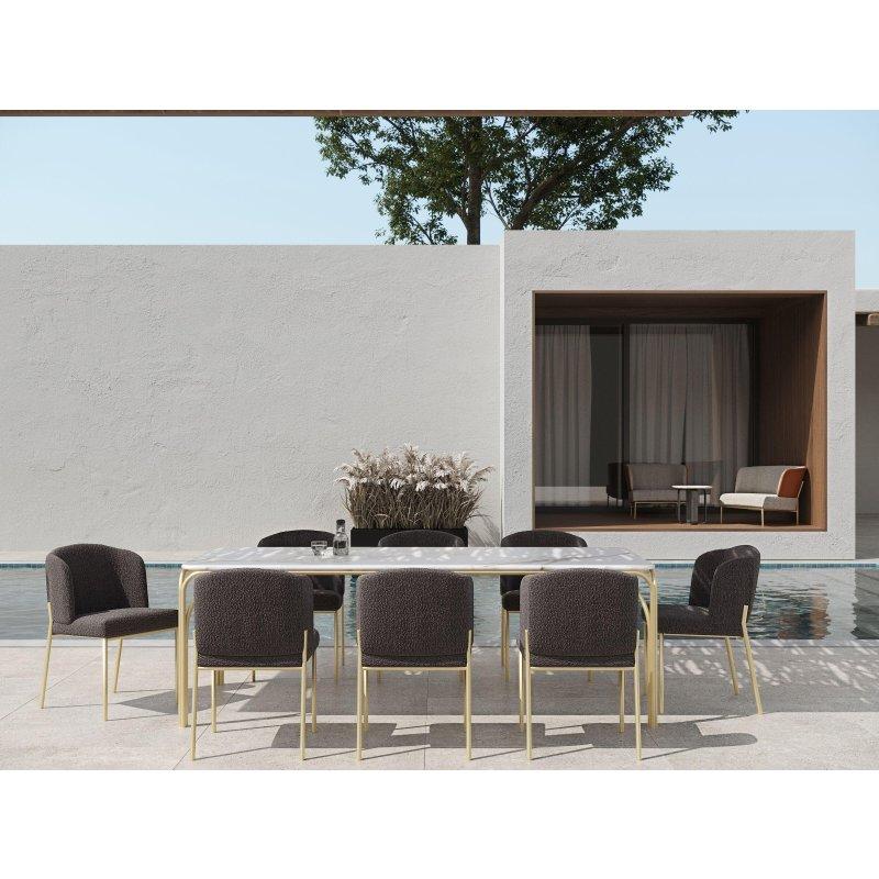 Siyah Metal Ayaklı Mermer Masa 180x100 cm - 91633