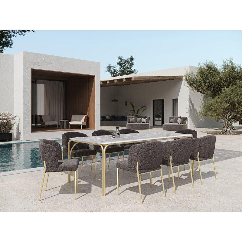 Siyah Metal Ayaklı Mermer Masa 180x100 cm - 91633