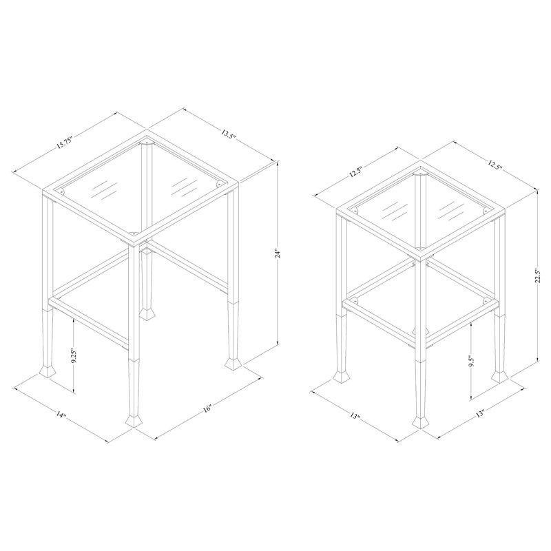 Siyah Metal Ayaklı Şeffaf Camlı Yüksek Zigon Sehpa 61x41x36 cm - 108709