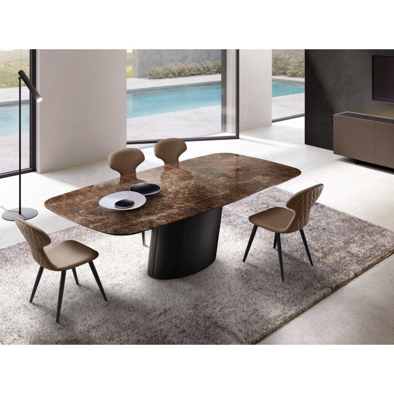 Siyah Metal Ayaklı Siyah Mermer Masa 200x106 cm - 91540