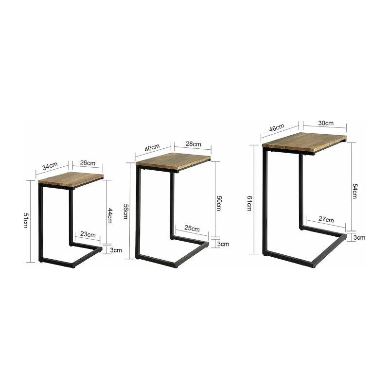 Siyah Metal Ayaklı Üçlü Zigon Sehpa 46x61x30 cm - 106294