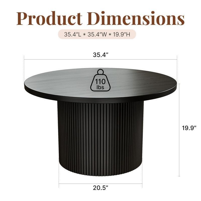 Siyah Metal Ayaklı Yuvarlak Orta Sehpa 90 cm - 104590
