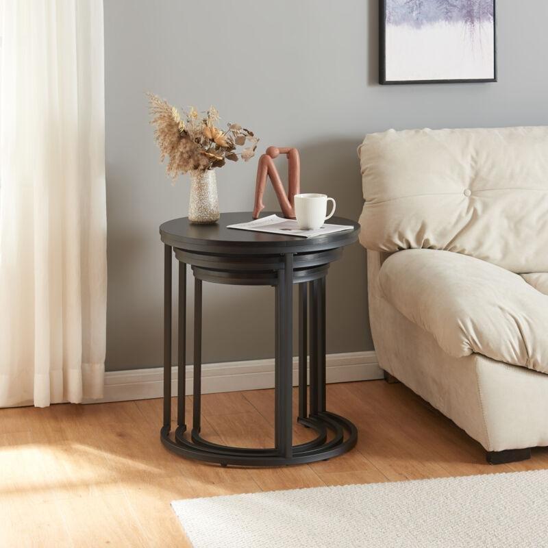 Siyah Metal Ayaklı Yuvarlak Zigon Sehpa 60x57 cm - 107374