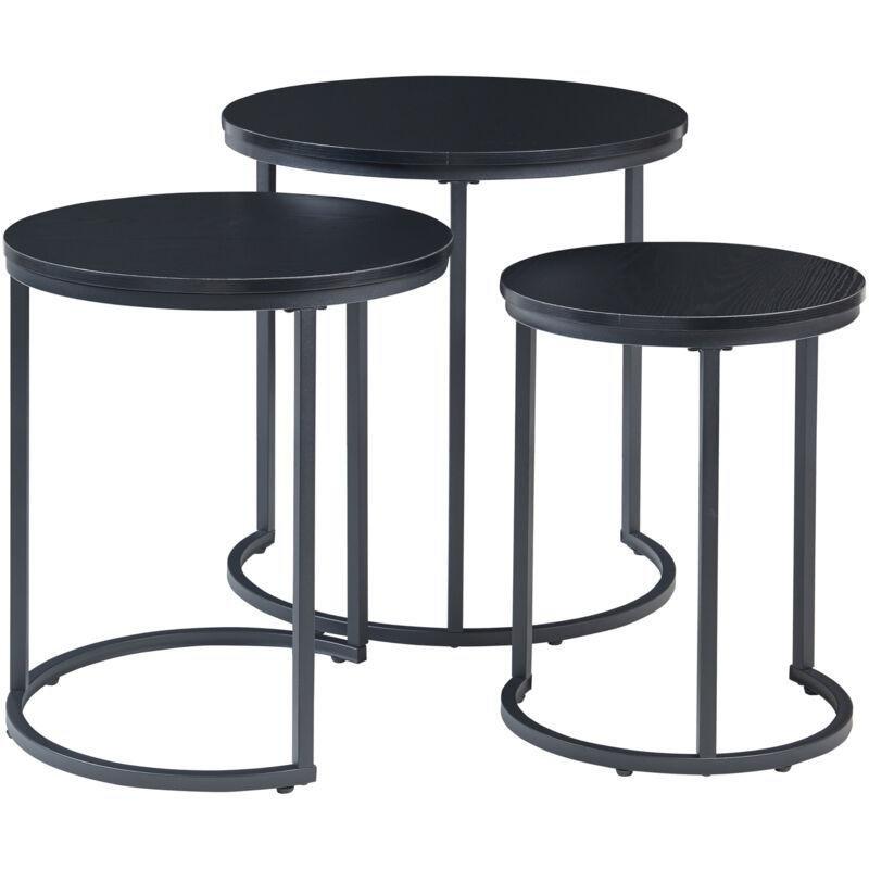 Siyah Metal Ayaklı Yuvarlak Zigon Sehpa 60x57 cm - 107374