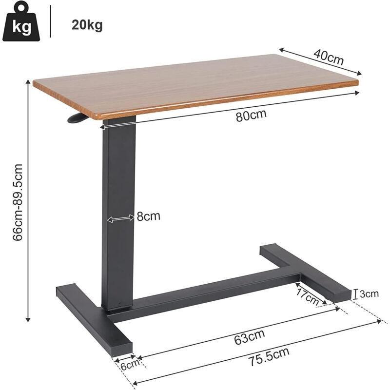 Siyah Metal Ayarlanabilir Tekerlekli Yan Sehpa-80x40x90 cm - 111565