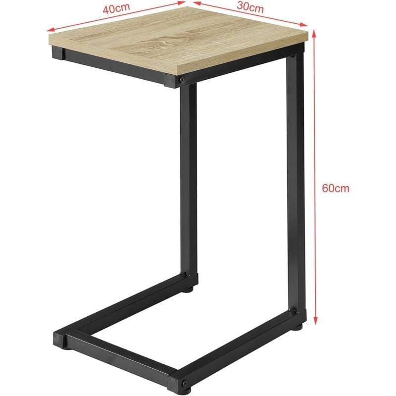 Siyah Metal C Şekilli Metal Yan Sehpa-30x60x40 cm - 110823