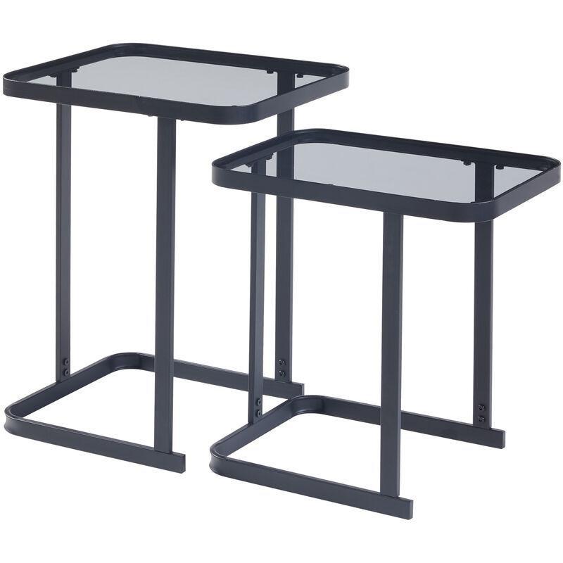 Siyah Metal Çerçeveli Cam Zigon Sehpa 41x32x51 cm - 107107