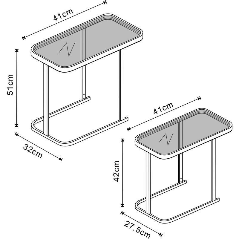 Siyah Metal Çerçeveli Cam Zigon Sehpa 41x32x51 cm - 107107