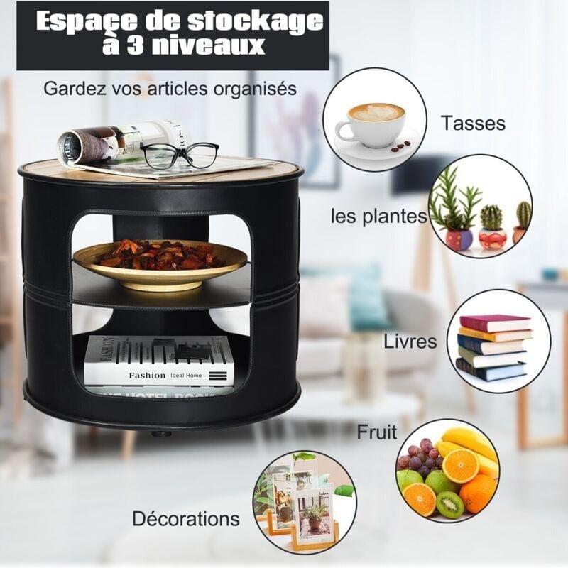 Siyah Metal Çerçeveli Masif Çam Orta Sehpa 50x50x42 cm - 103069