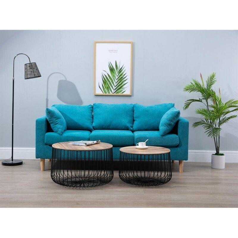 Siyah Metal Çıkarılabilir Tablalı Ahşap Yan Sehpa-60x38x60 cm - 110522