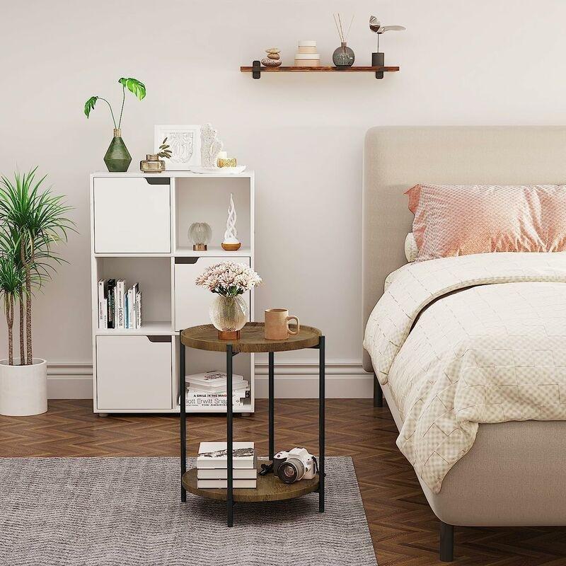 Siyah Metal Çıkarılabilir Tepsili Mantar Yan Sehpa-44x44x50 cm - 112687