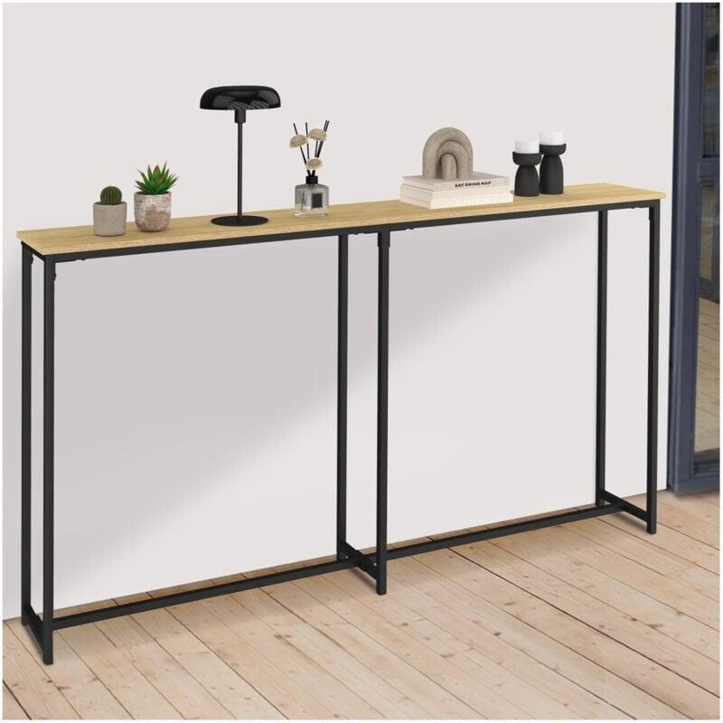 Siyah Metal Endüstriyel İnce Gold Yan Sehpa-140x20x75 cm - 112032