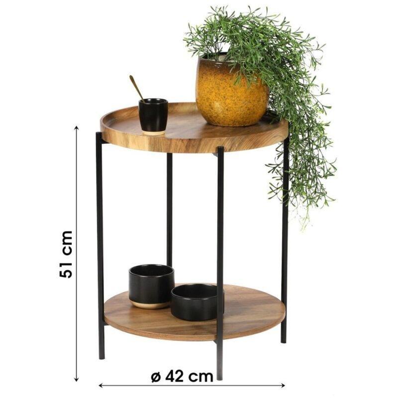 Siyah Metal İki Katlı İskandinav Yan Sehpa-42x51 cm - 112592