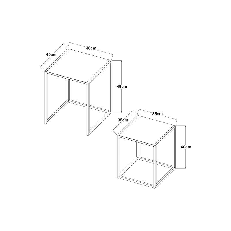 Siyah Metal İkili Zigon Sehpa 40x49x40 cm - 106495