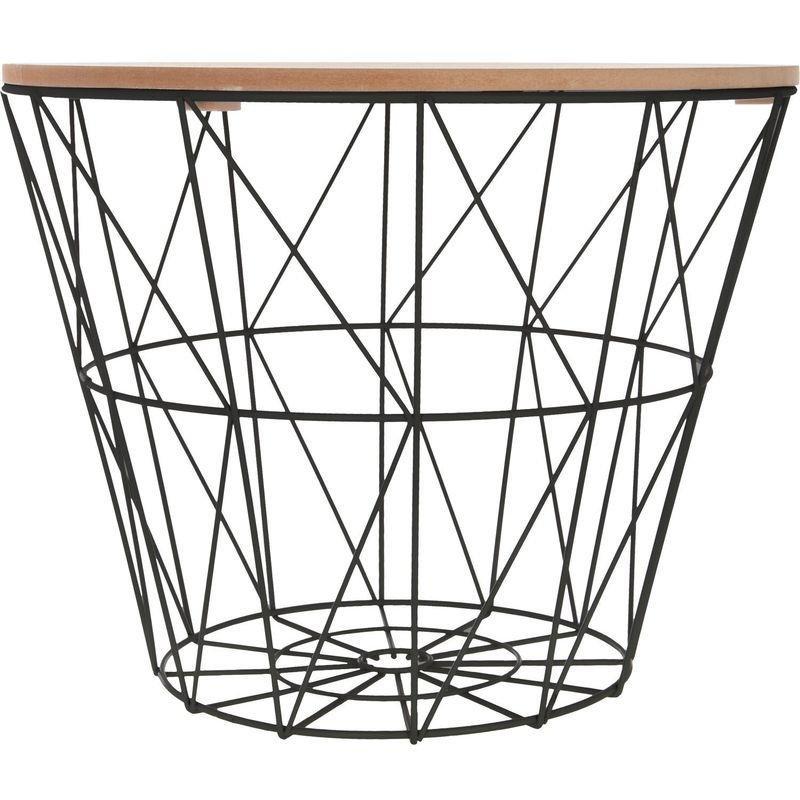 Siyah Metal MDF Çıkarılabilir Tablalı Depolama Alanlı Metal Yan Sehpa-38x30 cm - 110919