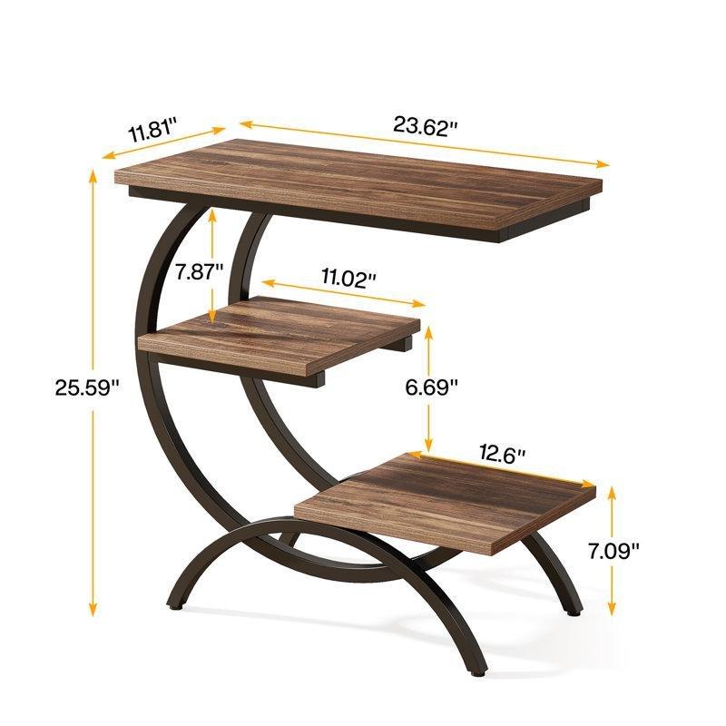 Siyah Metal Raflı C Ayaklı Laptop Sehpası-65x60x30 cm - 113277