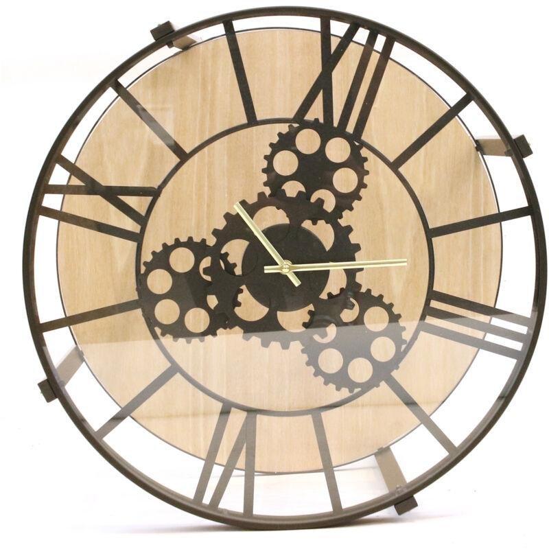 Siyah Metal Saatli Cam Yan Sehpa-41x41x39 cm - 111342