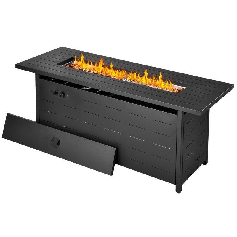 Siyah Metal Şömineli Orta Sehpa 145x53x62 cm - 105778