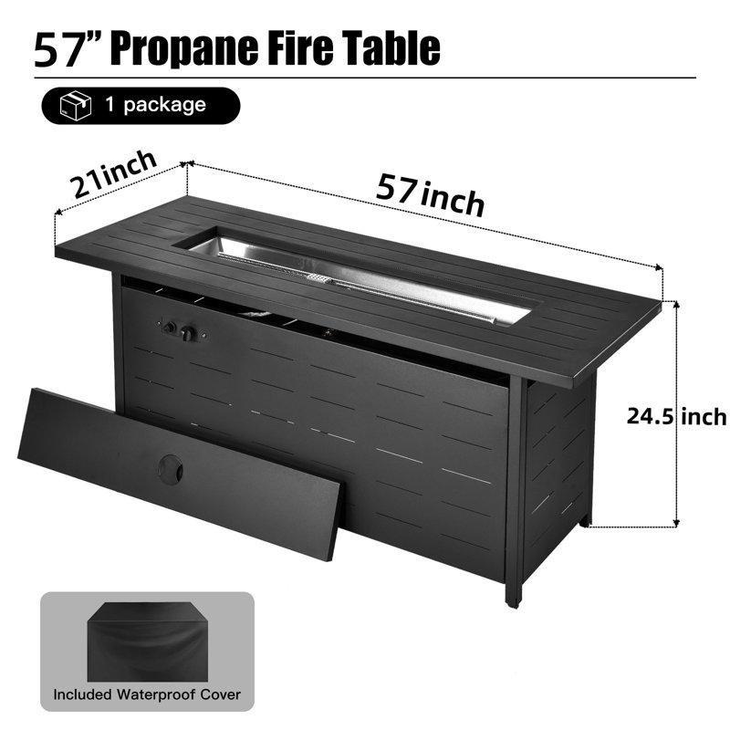 Siyah Metal Şömineli Orta Sehpa 145x53x62 cm - 105778