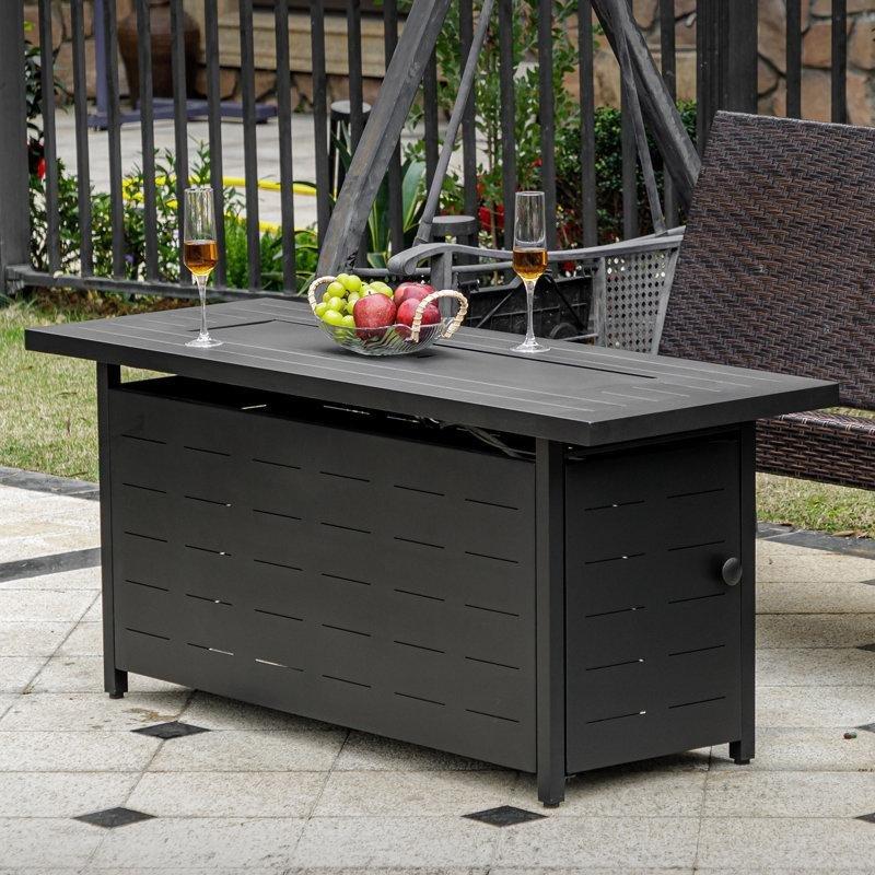 Siyah Metal Şömineli Orta Sehpa 145x53x62 cm - 105778